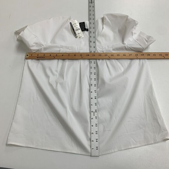 New York & Company Shirt Womens XS Extra Small White Pleated Short Sleeve Scoop - Picture 8 of 13